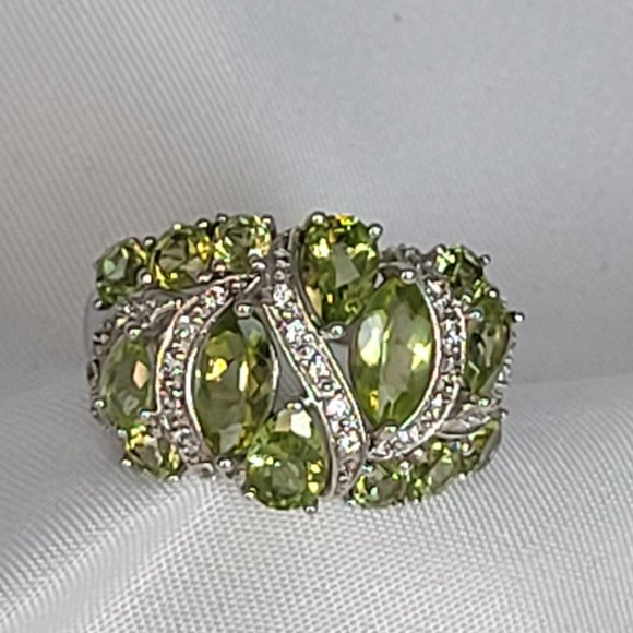 JTV Jewelry Nwot Womens Sterling Silver Peridot And Topaz Ring